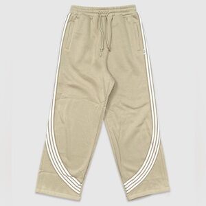 Beige Track Pants with White Stripes
